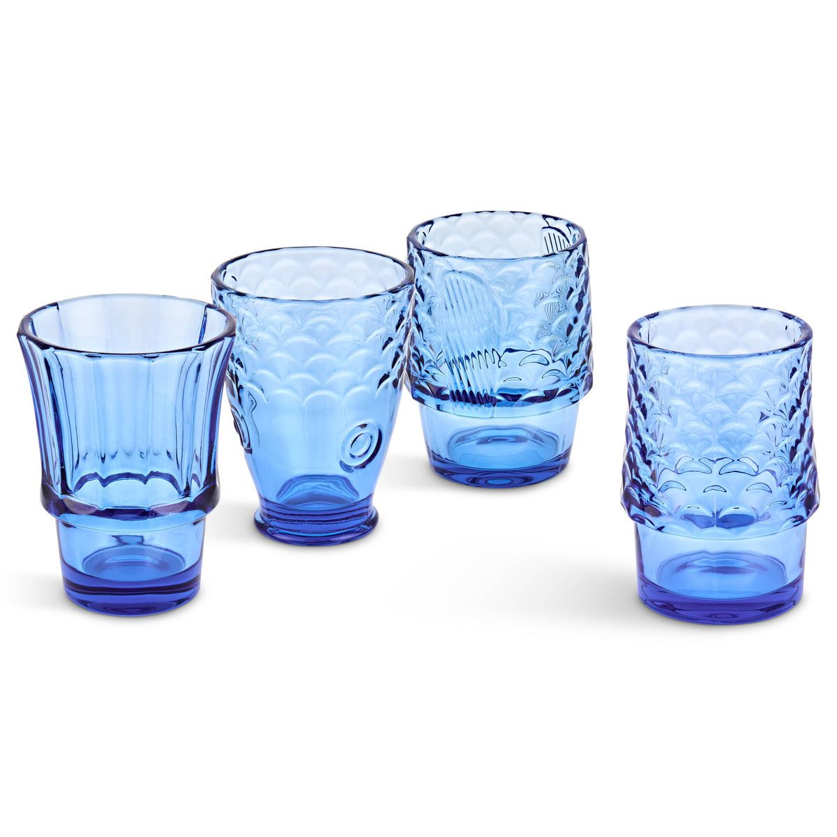4 stk Stableglass – Fisk Blå