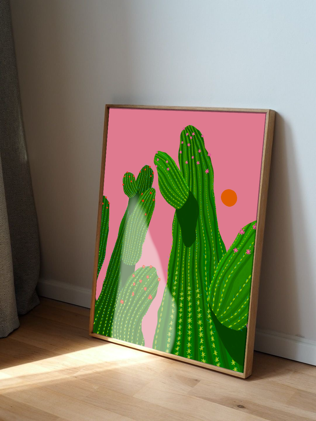 Pink Cactus Kunsttrykk A4
