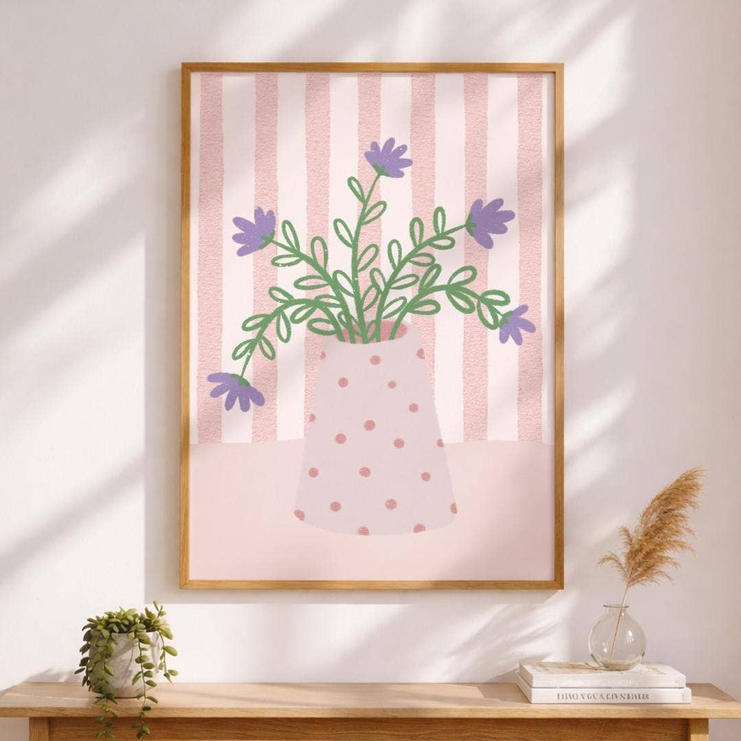 Lavender Blomstervase - Kunsttrykk - A4