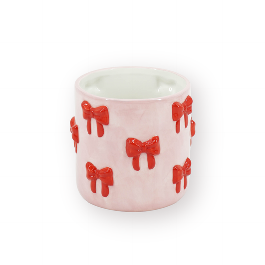 Rosa & Røde Sløyfer - Blomsterpotte - 12.5 x 12.5 x 13 cm