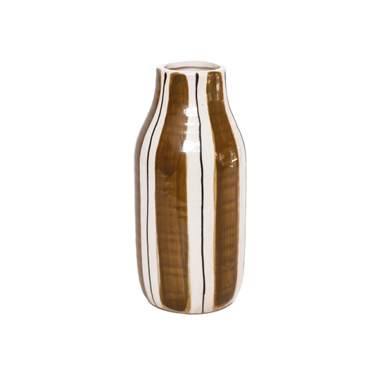 Giulia brown striped vase Ø10 × H20.5 cm