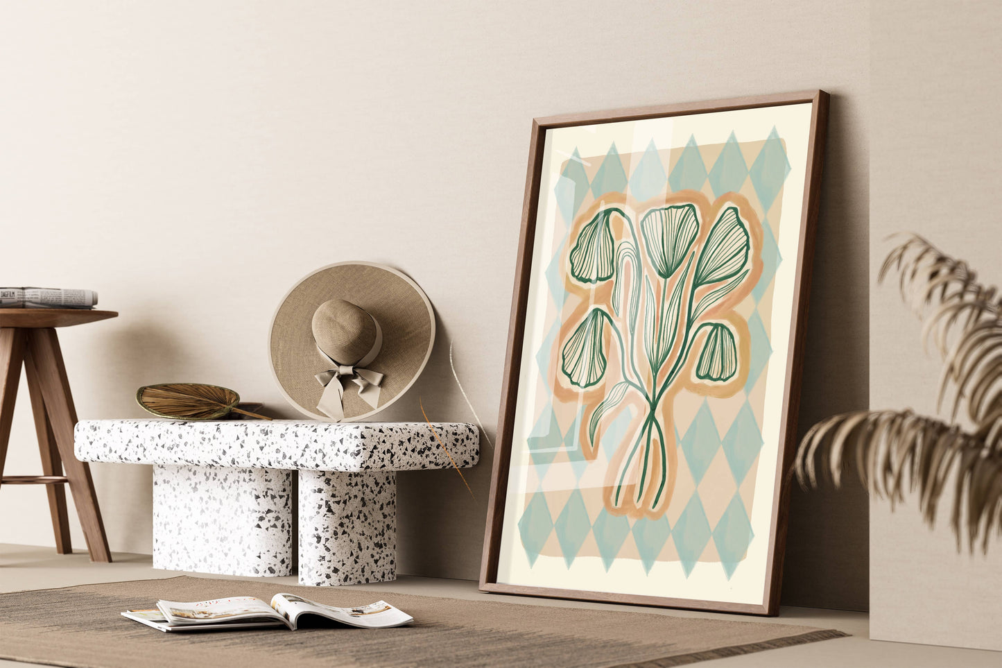 Floral Linje - Kunsttrykk - A5