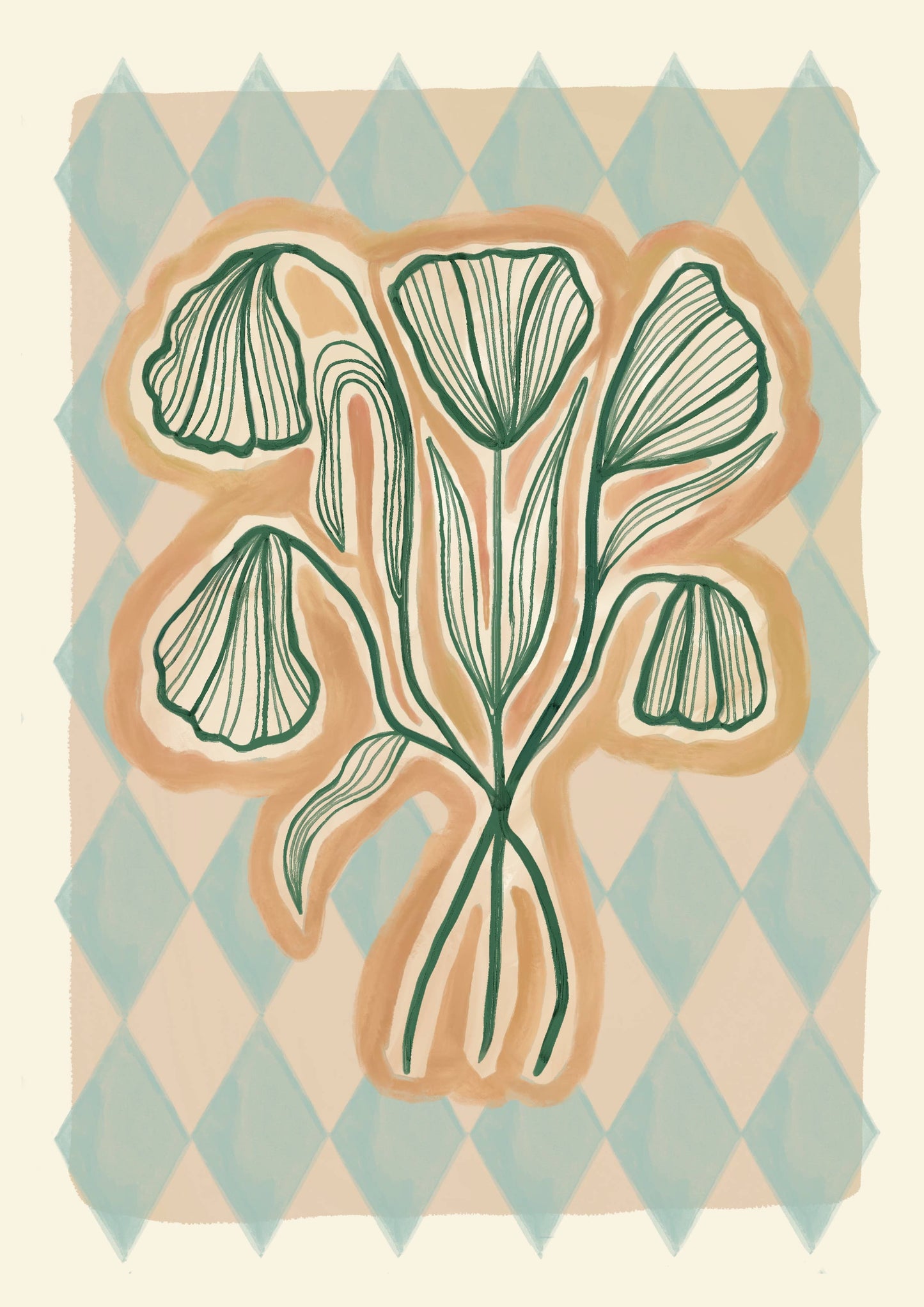 Floral Linje - Kunsttrykk - A5