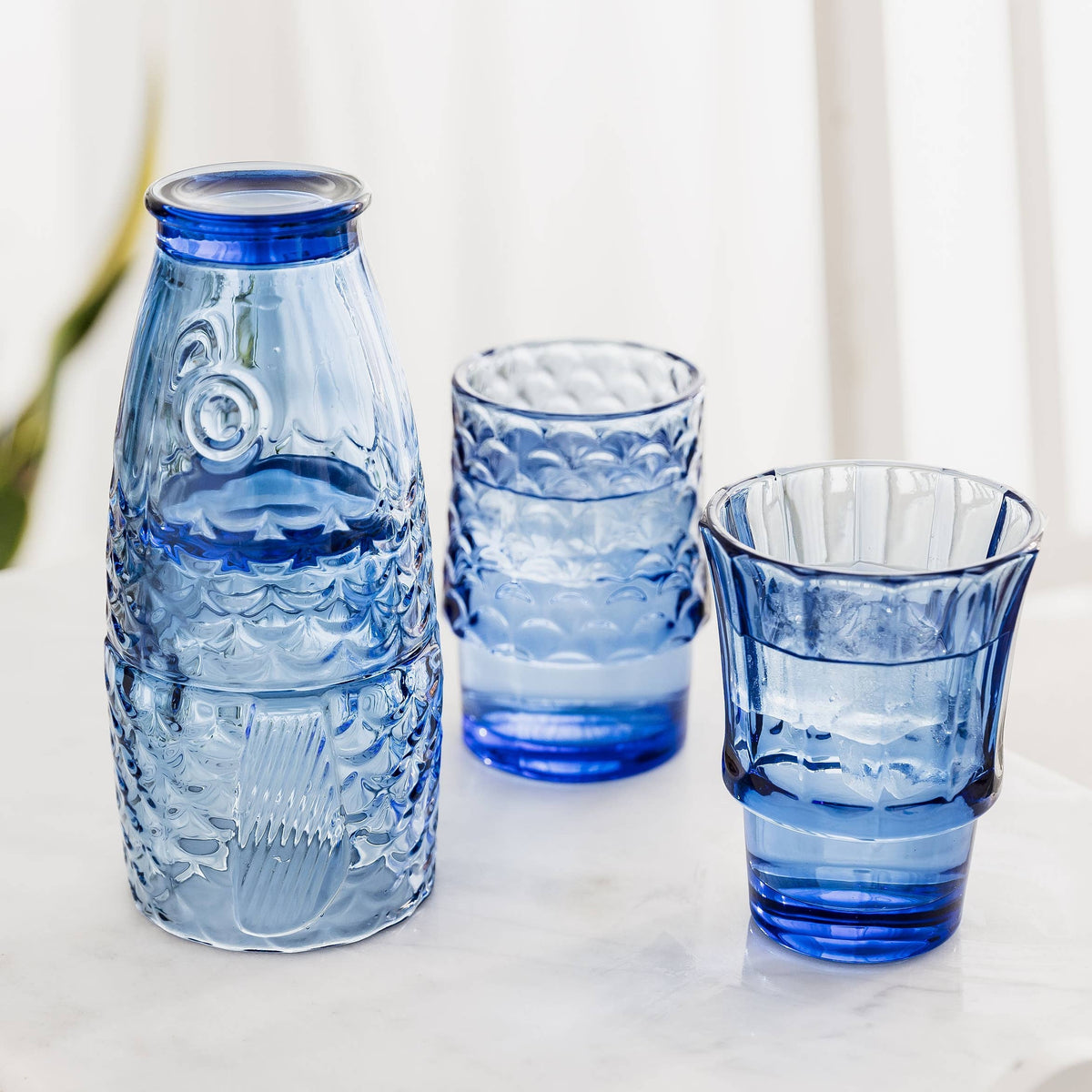 4 stk Stableglass – Fisk Blå