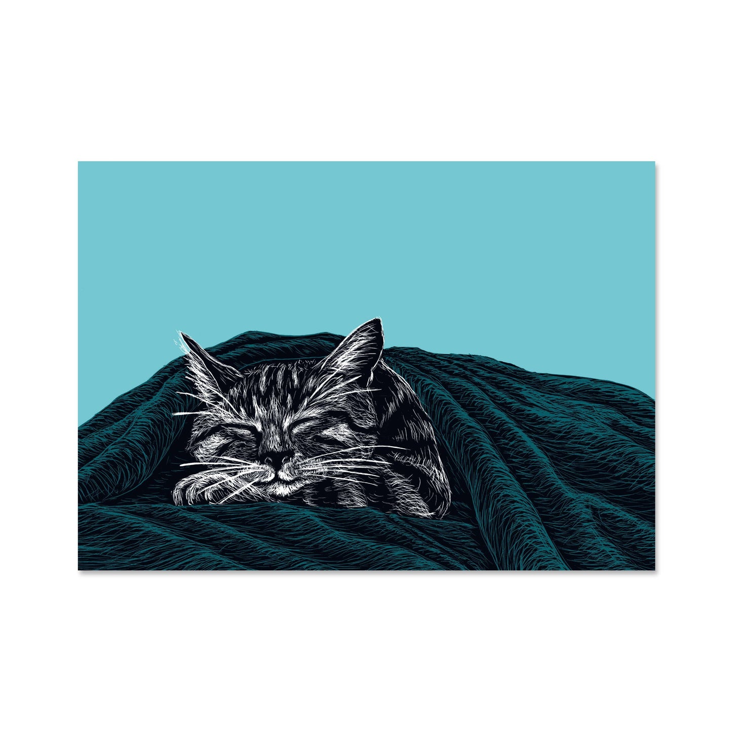 Sovende Katt - Kunsttrykk - A4