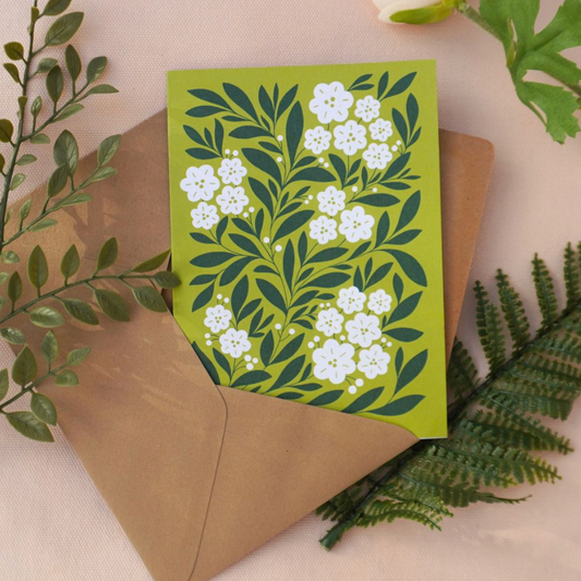 Grønt botanisk gratulasjonskort