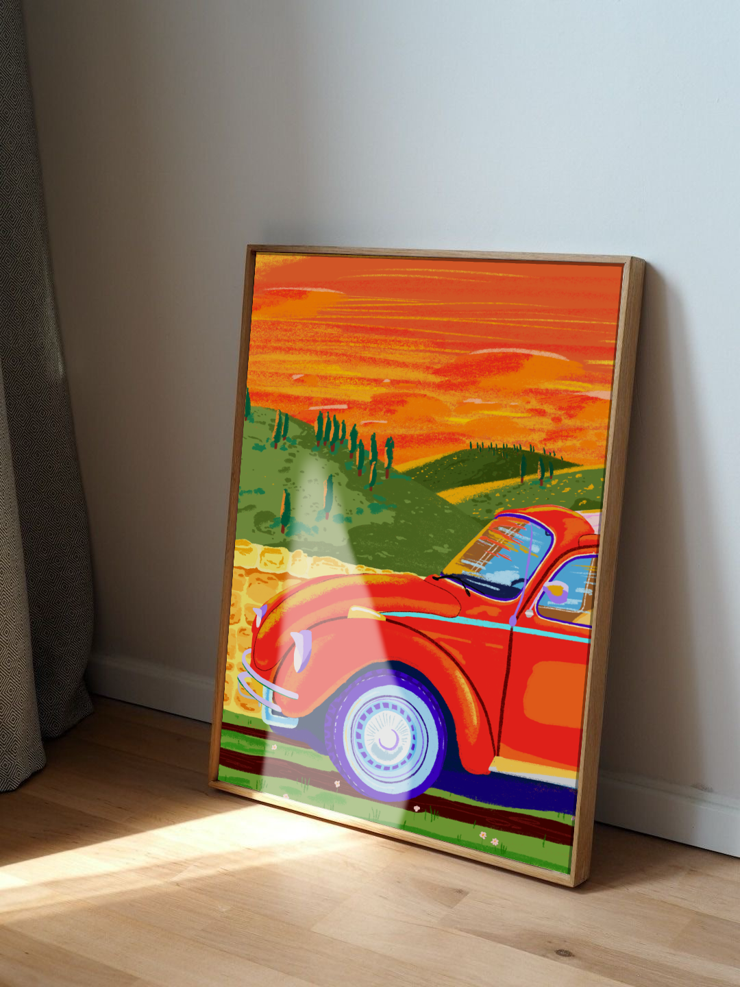 Retro Car Kunsttrykk A5