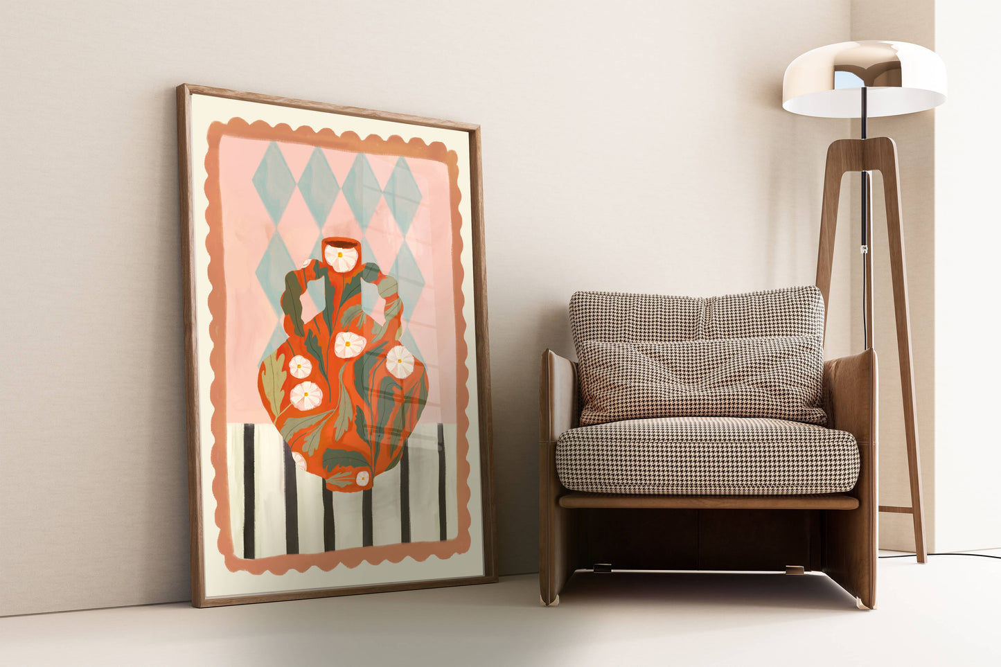 Orange Blomsterpotte - Kunsttrykk - A3