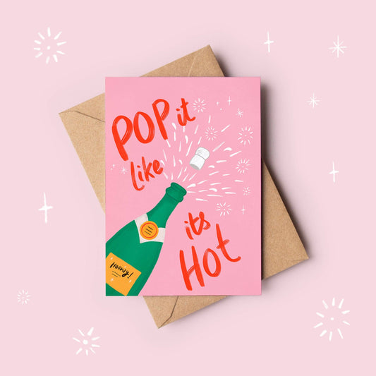 Pop It Like It’s Hot Champagne Gratulasjonskort