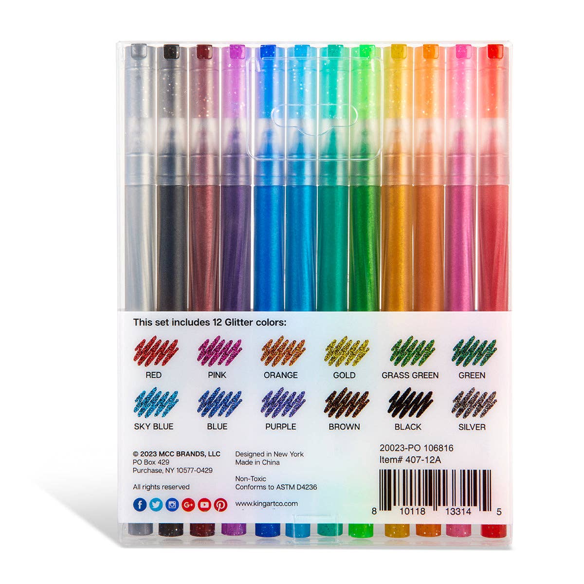 Glitter Gelpenner - 12-pk