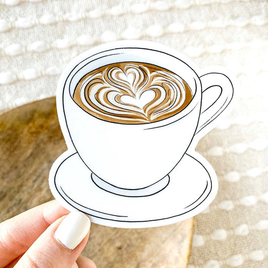 Lattekunst Kaffekopp Klistremerke - 6,3 cm x 6,3 cm