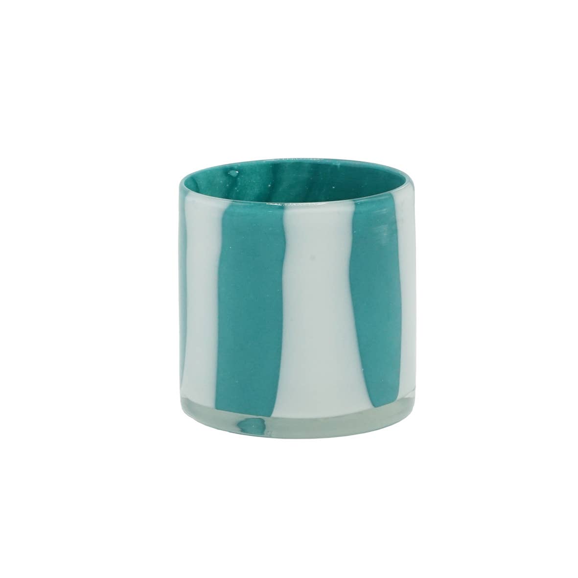 Stripet Munnblåst Lysholder I Glass