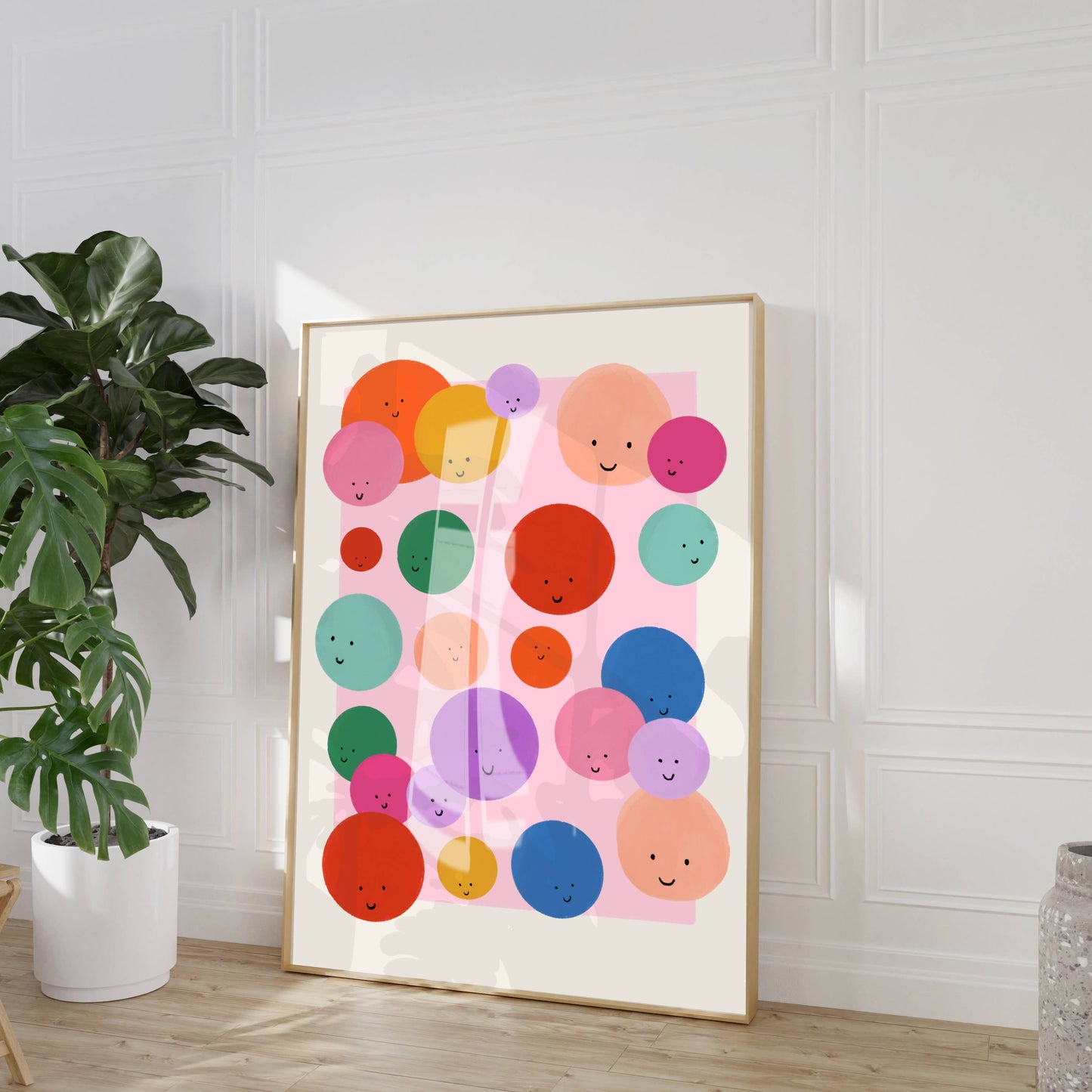 Colourful Smileys - Kunsttrykk - A4