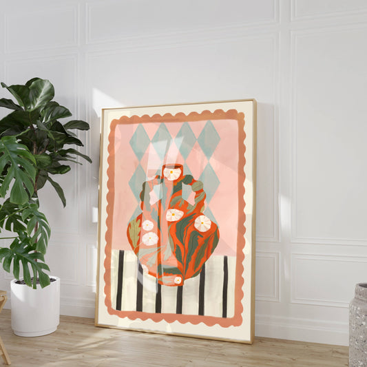 Orange Blomsterpotte - Kunsttrykk - A3