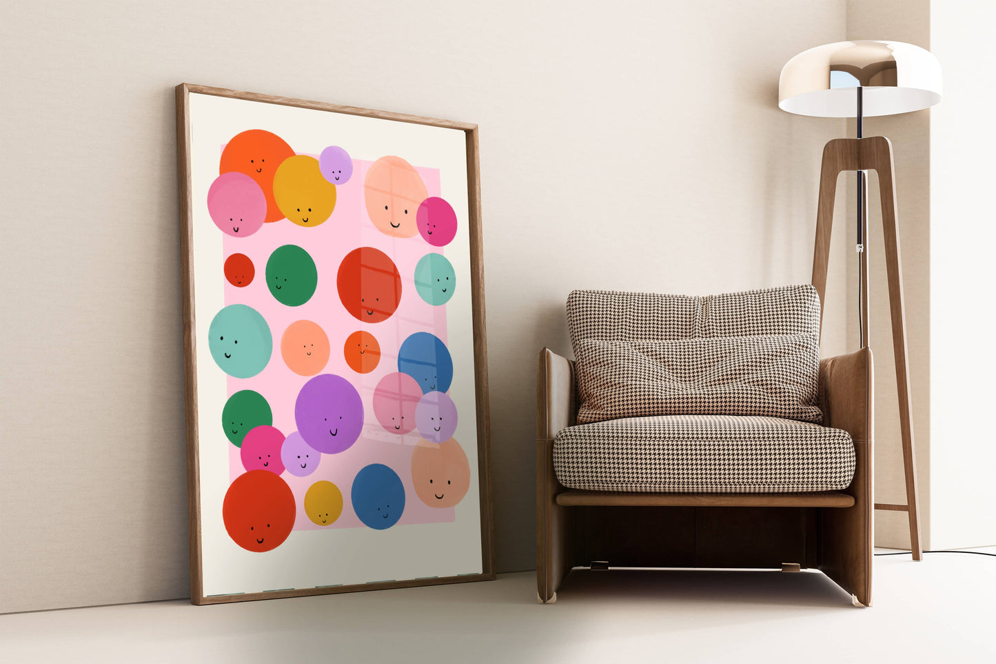 Colourful Smileys - Kunsttrykk - A4