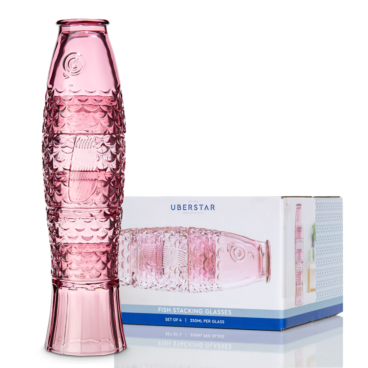 4 stk Stableglass – Fisk Rosa