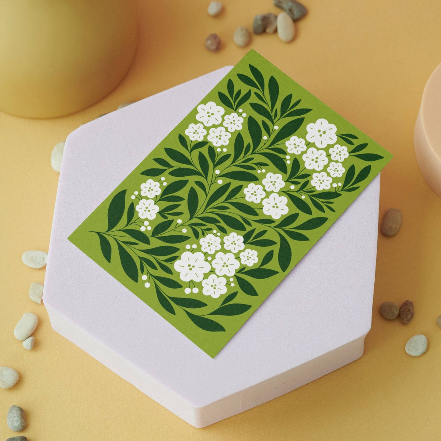 Grønt botanisk gratulasjonskort