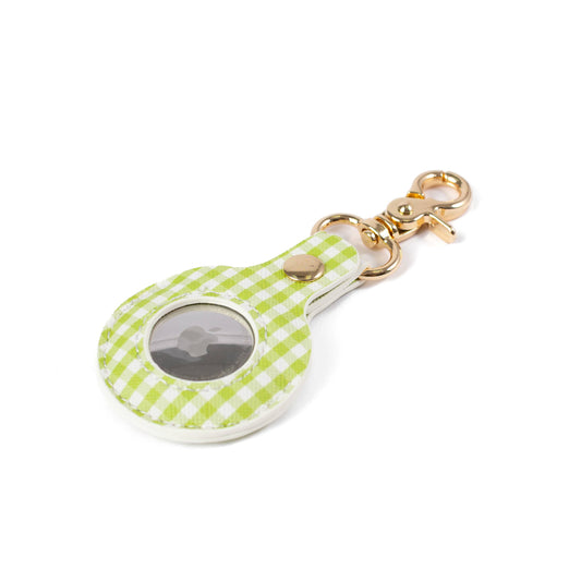 Green Gingham AirTag holder