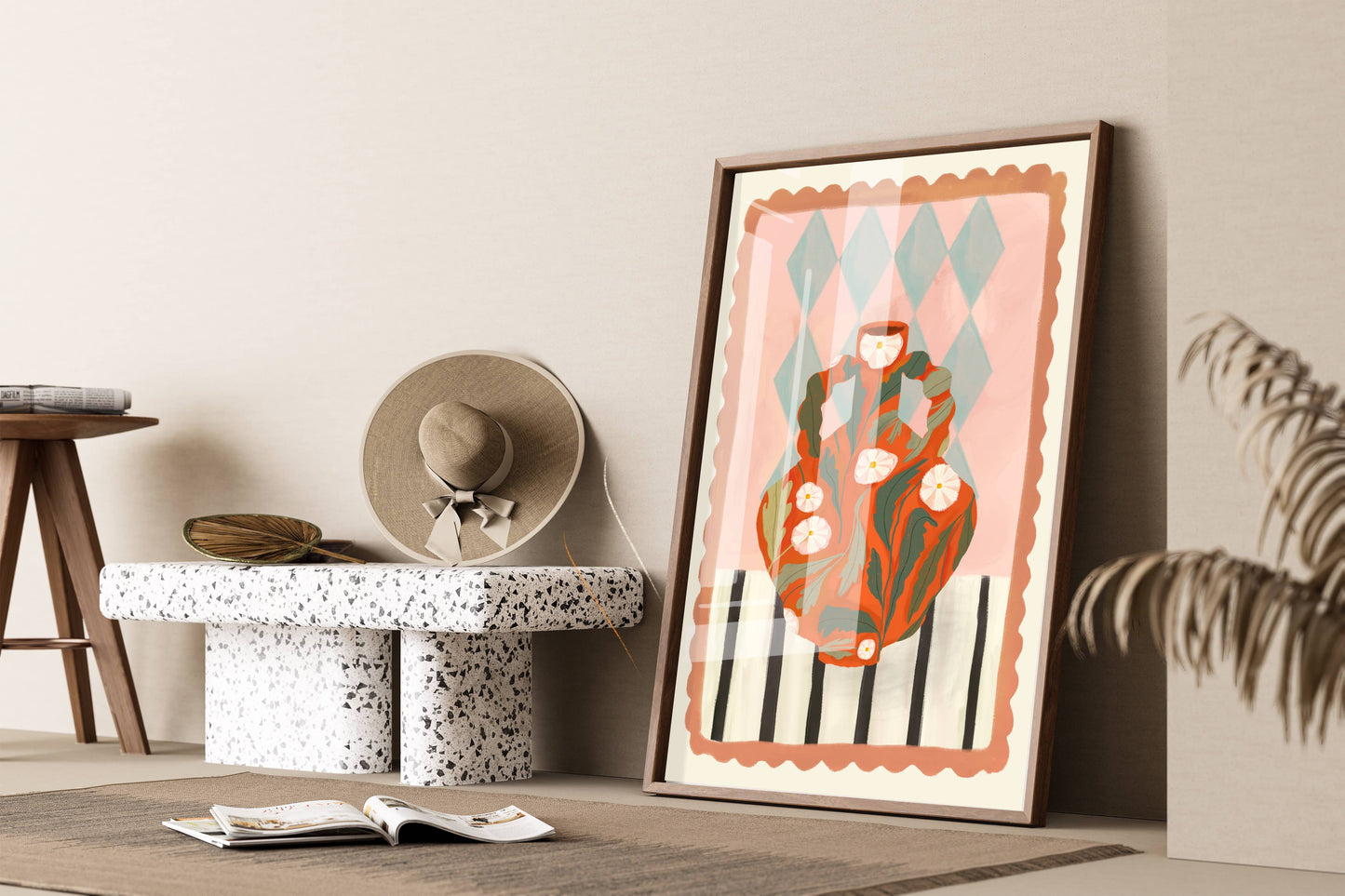 Orange Blomsterpotte - Kunsttrykk - A3