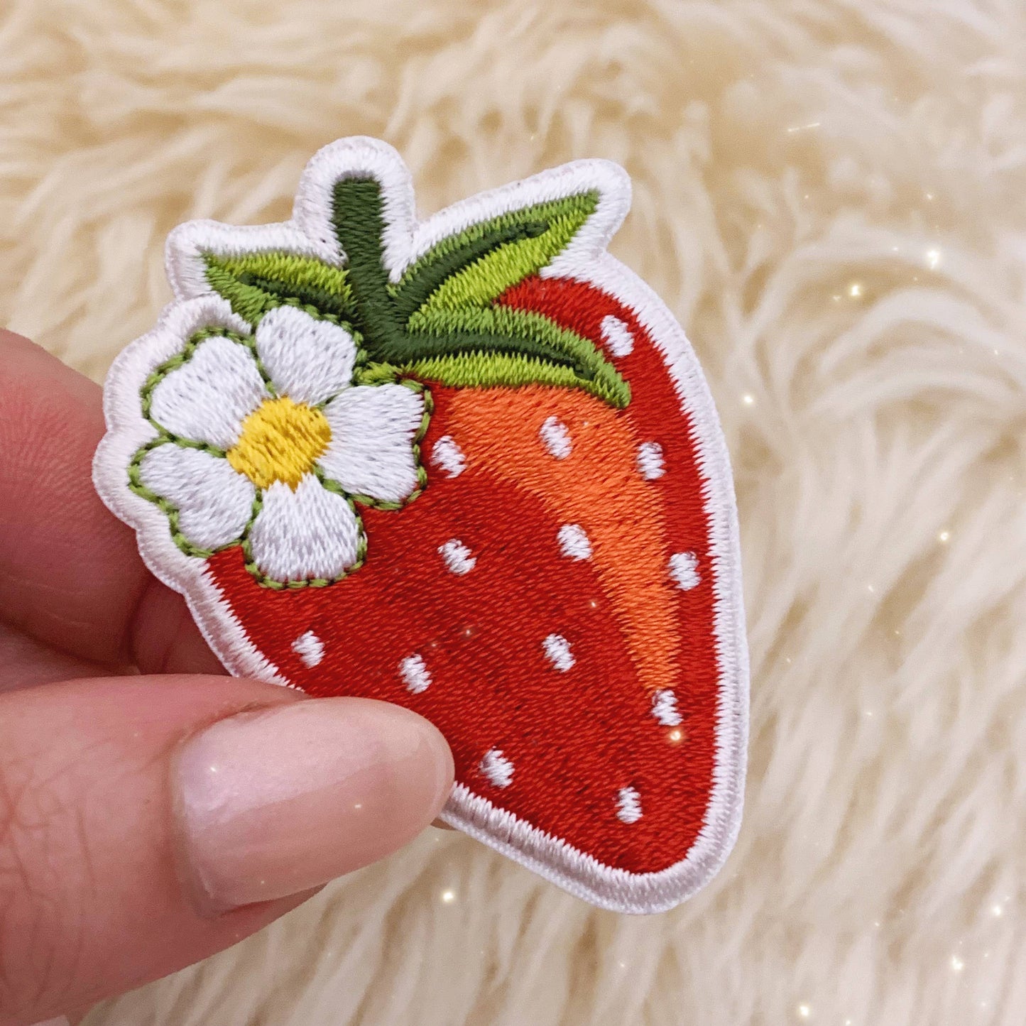 Jordbær Brodert Strykemerke