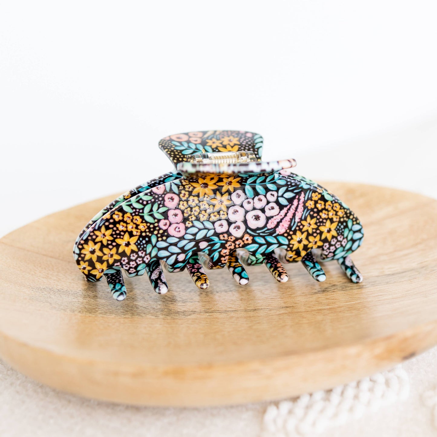 Black Floral Hårklype