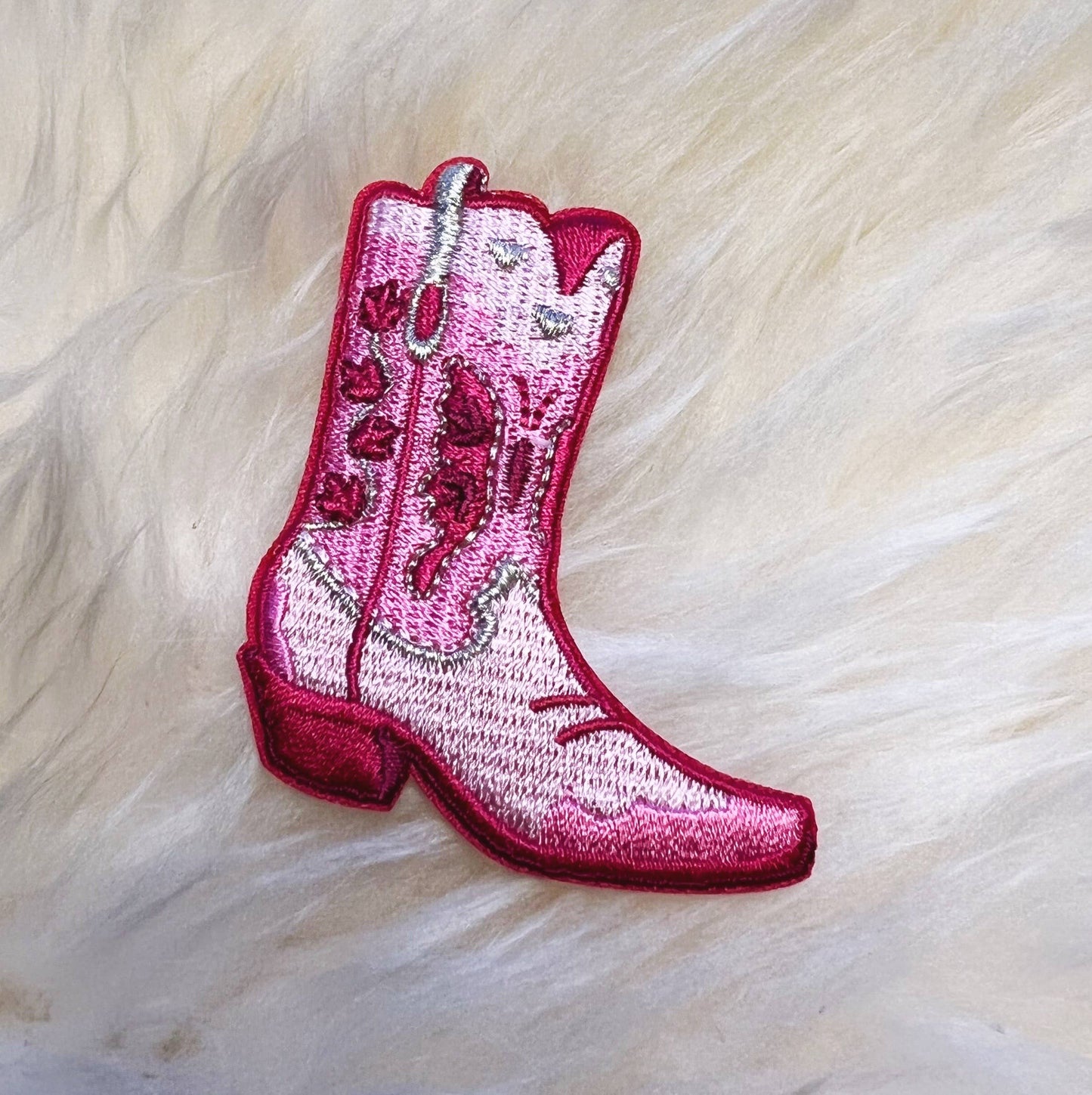 Rosa Cowgirl Støvel Brodert Strykemerke