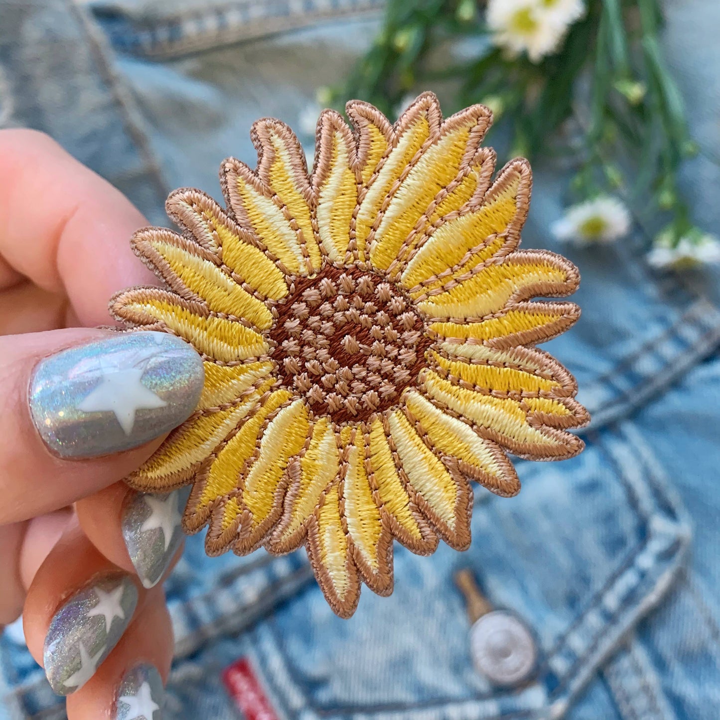 Solsikke Brodert Strykemerke